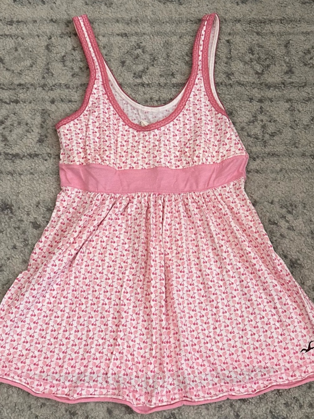 Vintage Hollister Tank Top Women XS Pink Cherry Cherries Babydoll
